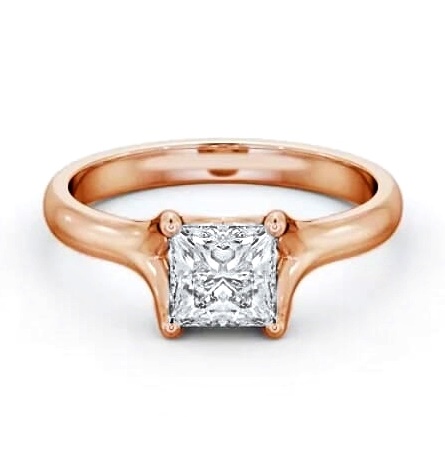 Princess Diamond Split Trellis Design Ring 18K Rose Gold Solitaire ENPR70_RG_THUMB1
