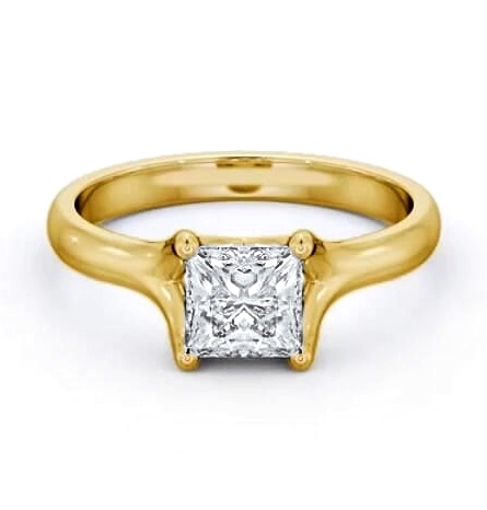 Princess Diamond Split Trellis Design Ring 18K Yellow Gold Solitaire ENPR70_YG_THUMB2 
