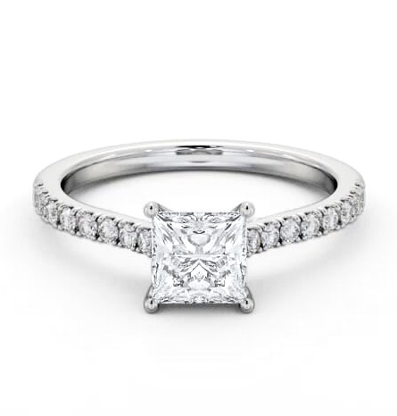 Princess Diamond Trellis Design Ring 18K White Gold Solitaire ENPR70S_WG_THUMB1