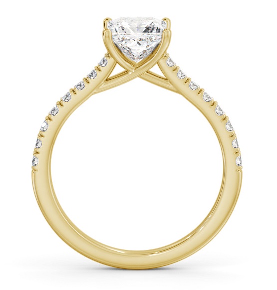 Princess Diamond Trellis Design Ring 18K Yellow Gold Solitaire ENPR70S_YG_THUMB1 