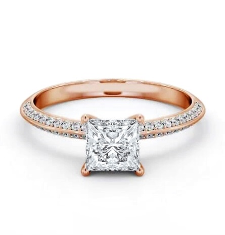Princess Diamond Knife Edge Engagement Ring 9K Rose Gold Solitaire ENPR71S_RG_THUMB1