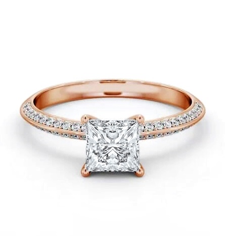 Princess Diamond Knife Edge Engagement Ring 18K Rose Gold Solitaire ENPR71S_RG_THUMB2 