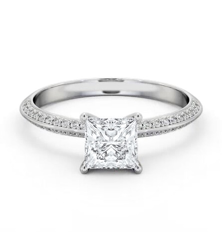Princess Diamond Knife Edge Engagement Ring 9K White Gold Solitaire ENPR71S_WG_THUMB1