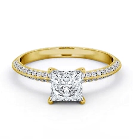 Princess Diamond Knife Edge Engagement Ring 18K Yellow Gold Solitaire ENPR71S_YG_THUMB1