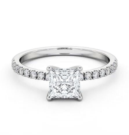 Princess Diamond 4 Prong Engagement Ring 18K White Gold Solitaire ENPR72S_WG_THUMB2 