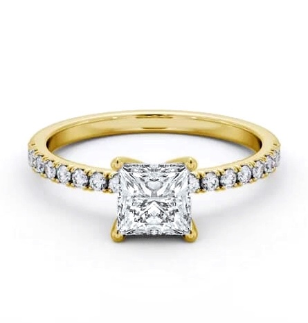 Princess Diamond 4 Prong Engagement Ring 18K Yellow Gold Solitaire ENPR72S_YG_THUMB1