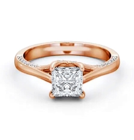 Princess Diamond Vintage Style Engagement Ring 9K Rose Gold Solitaire ENPR73_RG_THUMB1