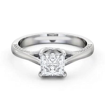 Princess Diamond Vintage Style Ring 18K White Gold Solitaire ENPR73_WG_THUMB2 
