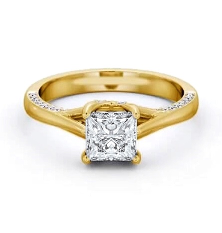 Princess Diamond Vintage Style Ring 9K Yellow Gold Solitaire ENPR73_YG_THUMB1