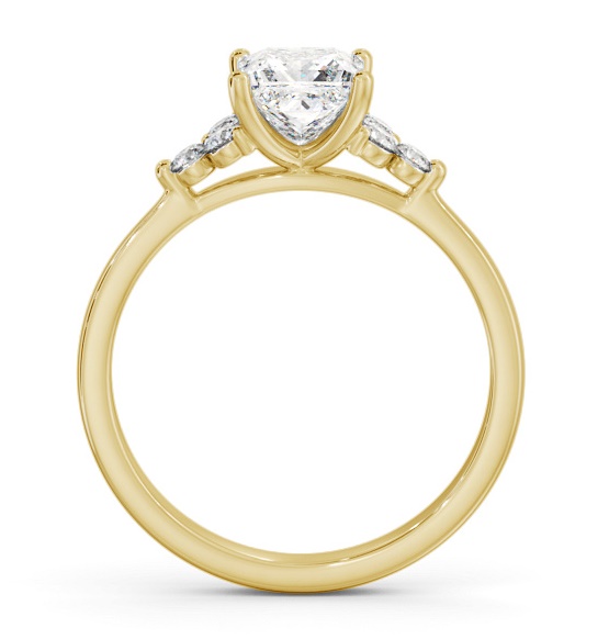 Princess Ring 18K Yellow Gold Solitaire with Three Round Diamonds ENPR73S_YG_THUMB1 