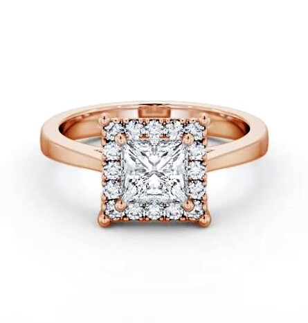 Halo Princess Diamond Cluster Engagement Ring 9K Rose Gold ENPR74_RG_THUMB1
