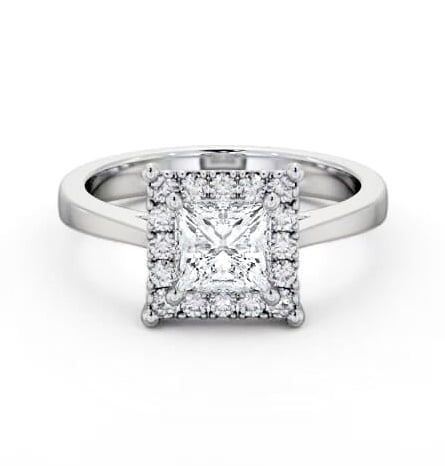 Halo Princess Diamond Cluster Engagement Ring 18K White Gold ENPR74_WG_THUMB2 