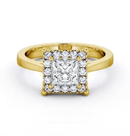 Halo Princess Diamond Cluster Engagement Ring 18K Yellow Gold ENPR74_YG_THUMB2 