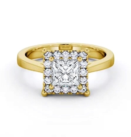 Halo Princess Diamond Cluster Engagement Ring 18K Yellow Gold ENPR74_YG_THUMB1
