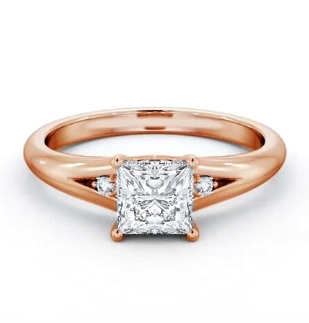 Princess Ring 9K Rose Gold Solitaire with A Single Round Diamond ENPR74S_RG_THUMB1