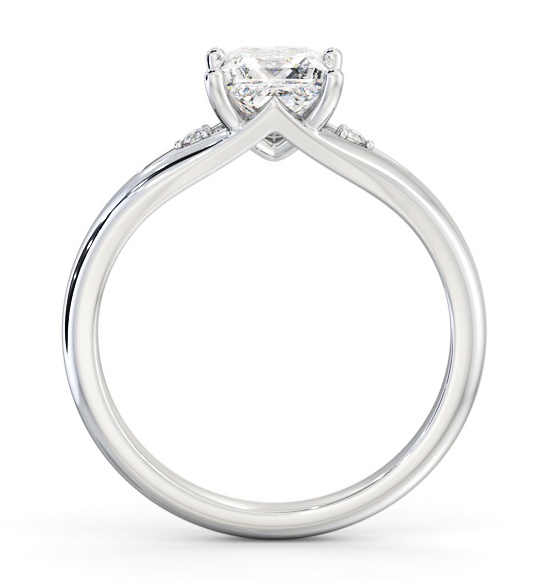 Princess Ring 18K White Gold Solitaire with A Single Round Diamond ENPR74S_WG_THUMB1 