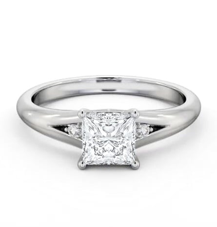 Princess Ring 18K White Gold Solitaire with A Single Round Diamond ENPR74S_WG_THUMB2 