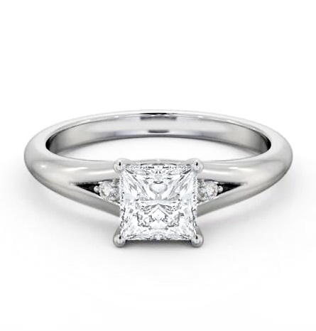 Princess Ring 18K White Gold Solitaire with A Single Round Diamond ENPR74S_WG_THUMB1