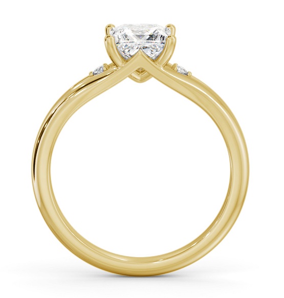 Princess Ring 18K Yellow Gold Solitaire with A Single Round Diamond ENPR74S_YG_THUMB1 