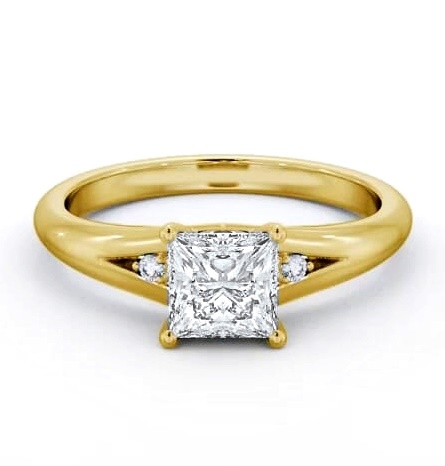 Princess Ring 18K Yellow Gold Solitaire with A Single Round Diamond ENPR74S_YG_THUMB2 