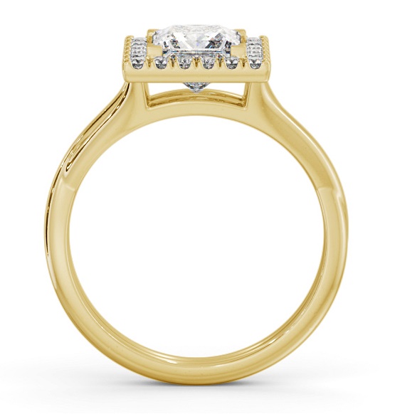 Halo Princess Diamond Crossover Band Engagement Ring 18K Yellow Gold ENPR75_YG_THUMB1 