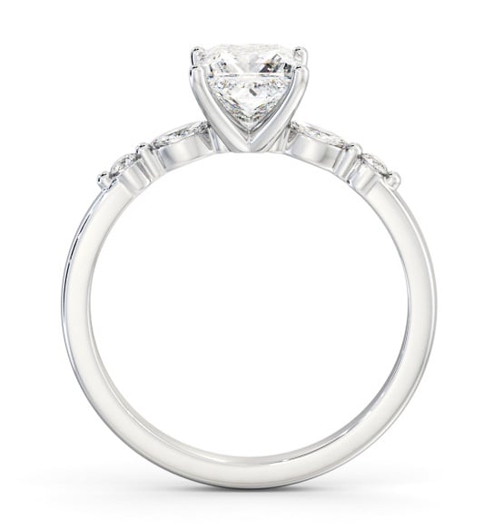 Princess Ring 18K White Gold Solitaire with Marquise and Round Diamond ENPR75S_WG_THUMB1 