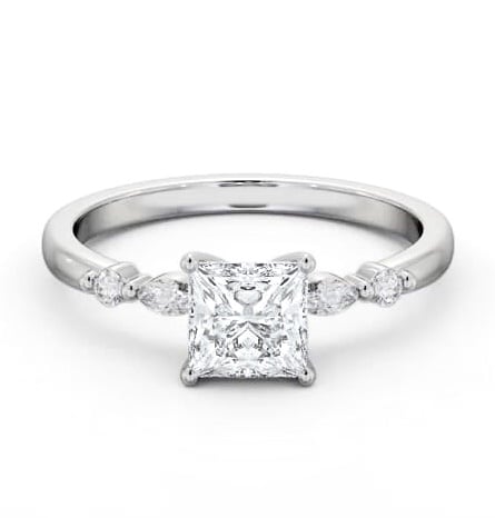 Princess Ring 18K White Gold Solitaire with Marquise and Round Diamond ENPR75S_WG_THUMB2 