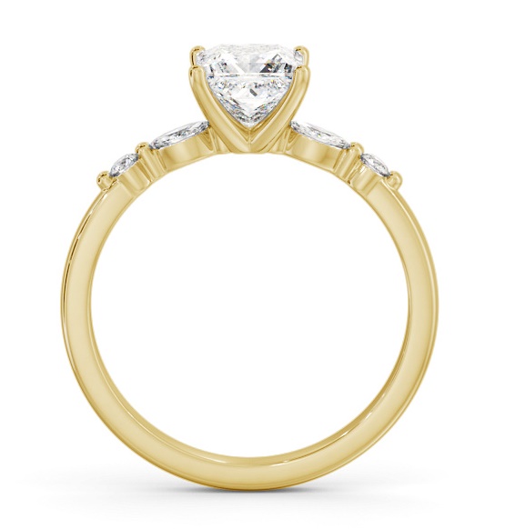 Princess Ring 18K Yellow Gold Solitaire with Marquise Round Diamonds ENPR75S_YG_THUMB1 