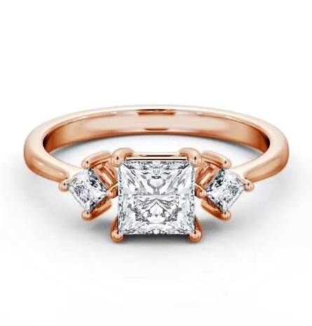 Princess Ring 18K Rose Gold Solitaire with A Smaller Diamond ENPR76S_RG_THUMB2 