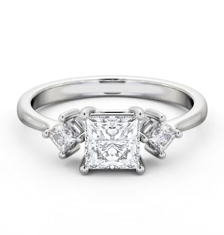 Princess Ring 18K White Gold Solitaire with A Smaller Diamond ENPR76S_WG_THUMB1