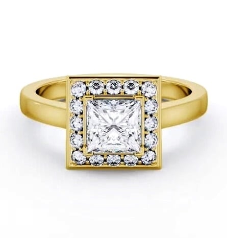 Halo Princess Diamond Engagement Ring 18K Yellow Gold ENPR77_YG_THUMB1
