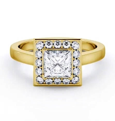 Halo Princess Diamond Engagement Ring 18K Yellow Gold ENPR77_YG_THUMB2 