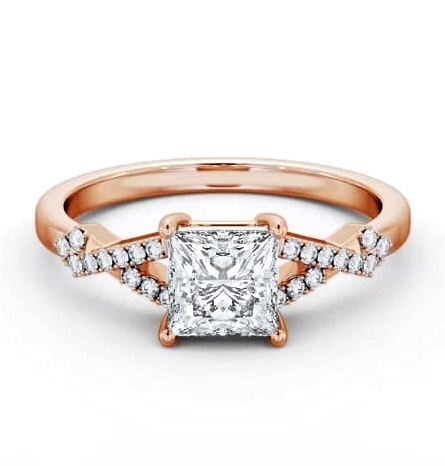 Princess Diamond Contemporary Style Ring 18K Rose Gold Solitaire ENPR78S_RG_THUMB1