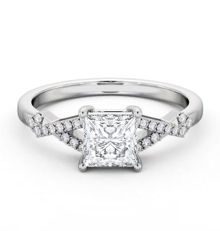 Princess Diamond Contemporary Style Ring 18K White Gold Solitaire ENPR78S_WG_THUMB1