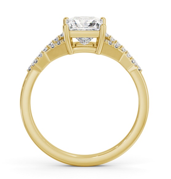 Princess Diamond Contemporary Style Ring 18K Yellow Gold Solitaire ENPR78S_YG_THUMB1 