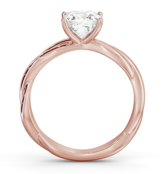Princess Diamond Cross Over Band Engagement Ring 18K Rose Gold Solitaire ENPR79_RG_THUMB1