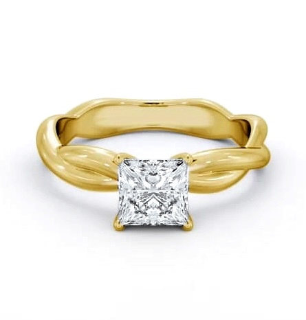Princess Diamond Cross Over Band Ring 18K Yellow Gold Solitaire ENPR79_YG_THUMB1