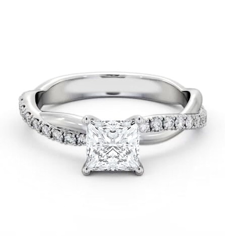 Princess Diamond Crossover Band Engagement Ring Palladium Solitaire ENPR79S_WG_THUMB2 