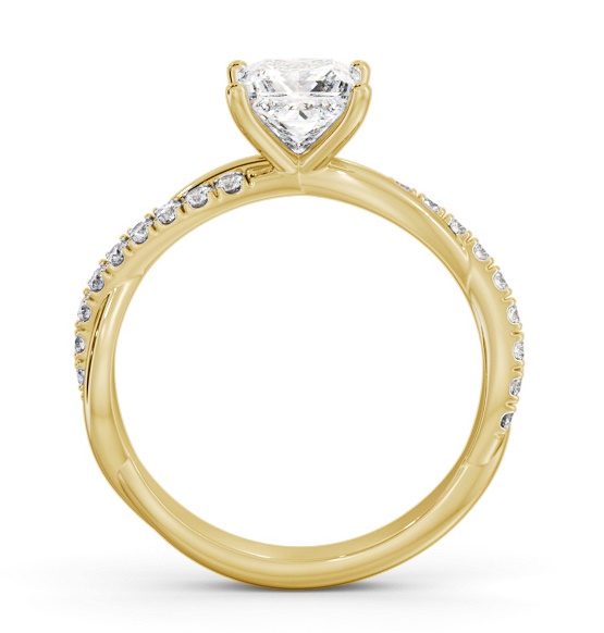 Princess Diamond Crossover Band Ring 18K Yellow Gold Solitaire ENPR79S_YG_THUMB1 