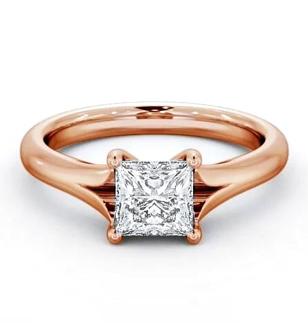 Princess Diamond Low Set Engagement Ring 18K Rose Gold Solitaire ENPR7_RG_THUMB1