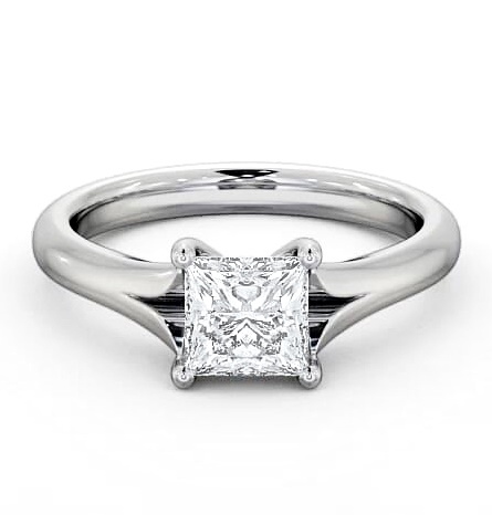 Princess Diamond Low Set Engagement Ring Platinum Solitaire ENPR7_WG_THUMB1