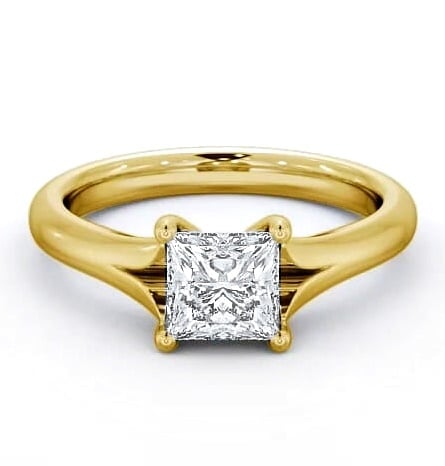 Princess Diamond Low Set Engagement Ring 18K Yellow Gold Solitaire ENPR7_YG_THUMB2 