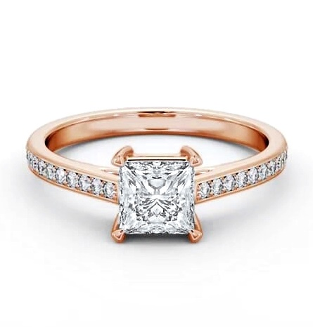 Princess Diamond Box Style Setting Ring 18K Rose Gold Solitaire ENPR80S_RG_THUMB1