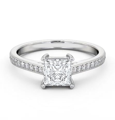 Princess Diamond Box Style Setting Ring 18K White Gold Solitaire ENPR80S_WG_THUMB2 