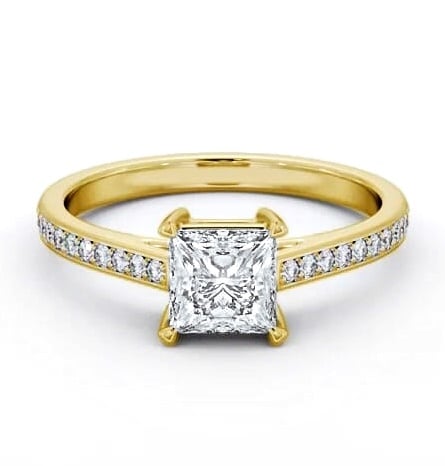 Princess Diamond Box Style Setting Ring 18K Yellow Gold Solitaire ENPR80S_YG_THUMB2 