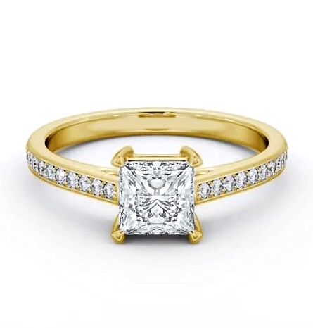 Princess Diamond Box Style Setting Ring 18K Yellow Gold Solitaire ENPR80S_YG_THUMB1