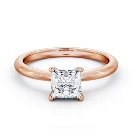 Princess Diamond Sleek 4 Prong Engagement Ring 9K Rose Gold Solitaire ENPR81_RG_THUMB1