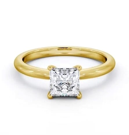Princess Diamond Sleek 4 Prong Ring 18K Yellow Gold Solitaire ENPR81_YG_THUMB1