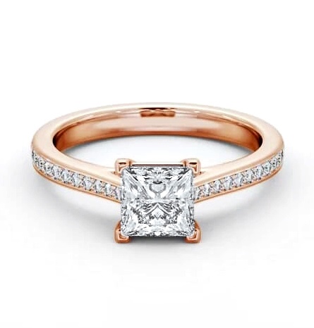 Princess Diamond 4 Prong Engagement Ring 18K Rose Gold Solitaire ENPR81S_RG_THUMB1