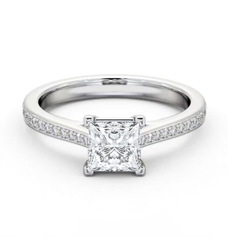 Princess Diamond 4 Prong Engagement Ring Platinum Solitaire ENPR81S_WG_THUMB1